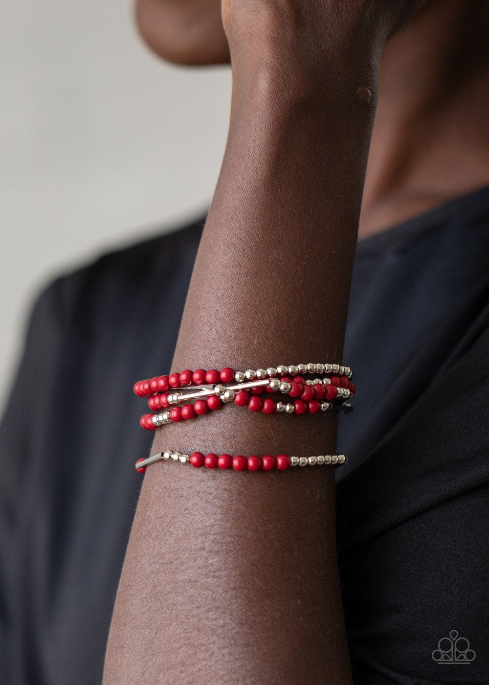 Paparazzi BEAD Between The Lines Red Stretch Bracelet