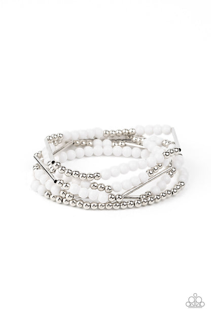 Paparazzi BEAD Between The Lines White Stretch Bracelet