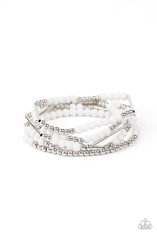 Paparazzi BEAD Between The Lines White Stretch Bracelet