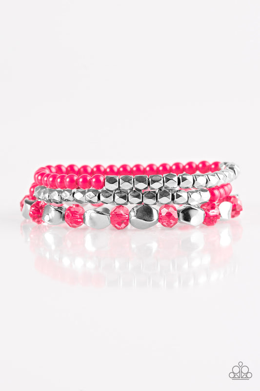 Paparazzi Beaded Bravado Pink Stretch Bracelet