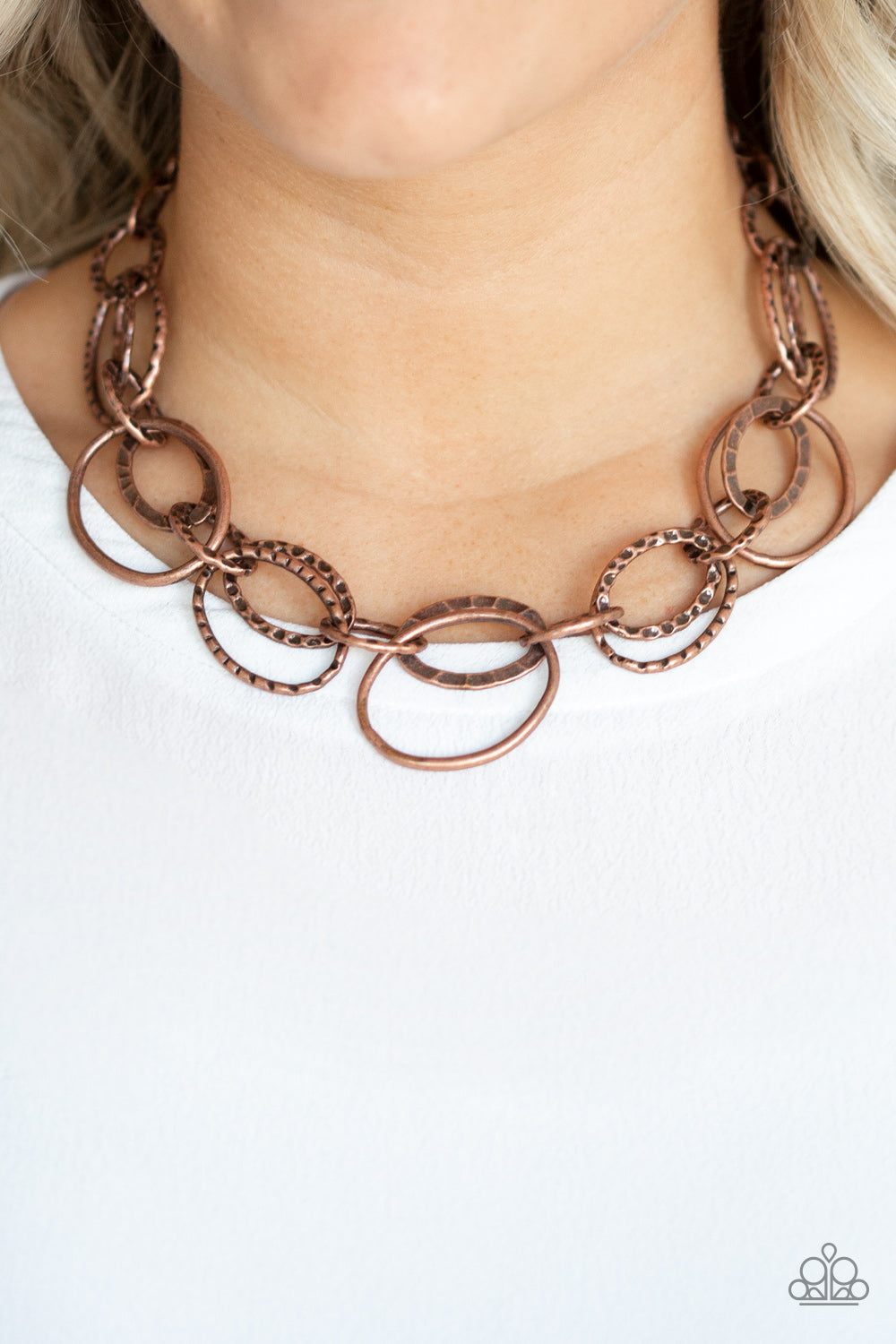 Paparazzi Bend OVAL Backwards Copper Short Necklace - P2IN-CPXX-161XX