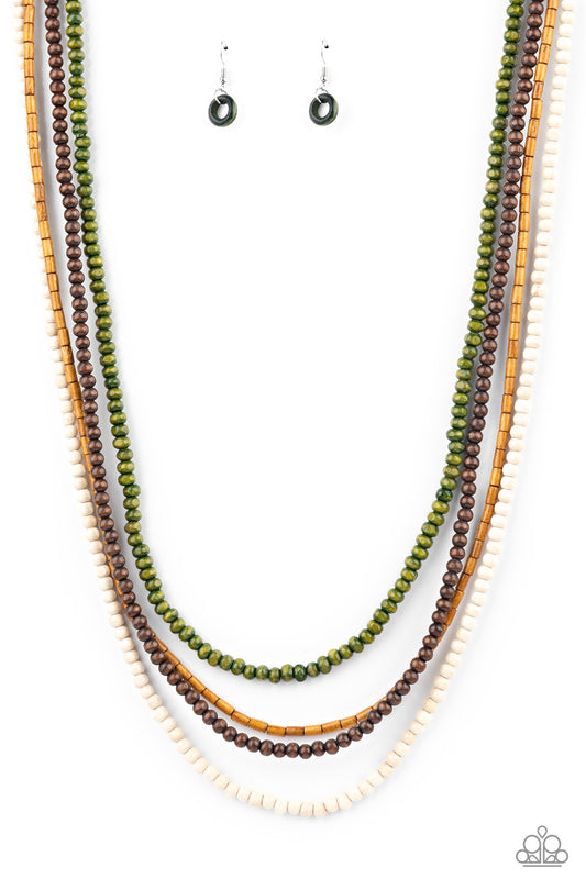 Paparazzi Bermuda Beaches Green Long Necklace
