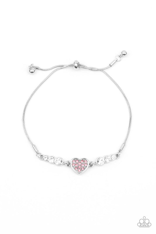 Paparazzi Big-Hearted Beam Pink Bracelet - Life of the Party Exclusive January 2021 - P9DA-PKXX-070XX