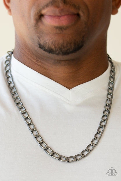 Paparazzi Big Win Black Men's Short Necklace