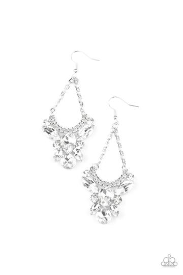 Paparazzi Bling Bouquets White Fishhook Earrings
