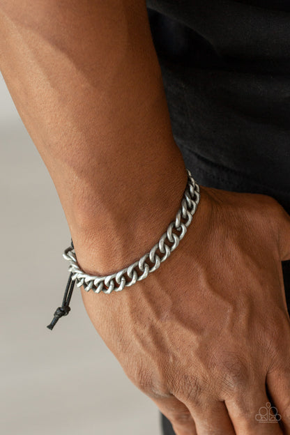 Paparazzi Blitz Silver Men's Sliding Knot Bracelet - P9MN-URSV-012XX
