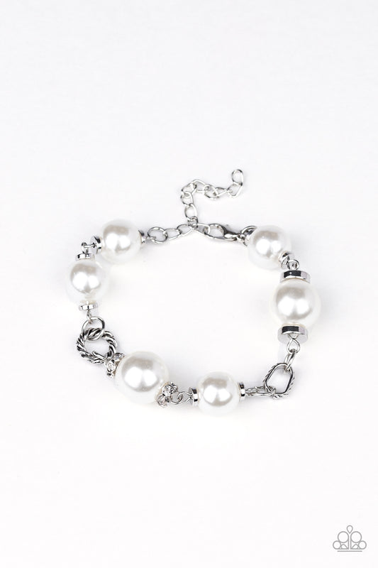 Paparazzi Boardroom Baller White Clasp Bracelet