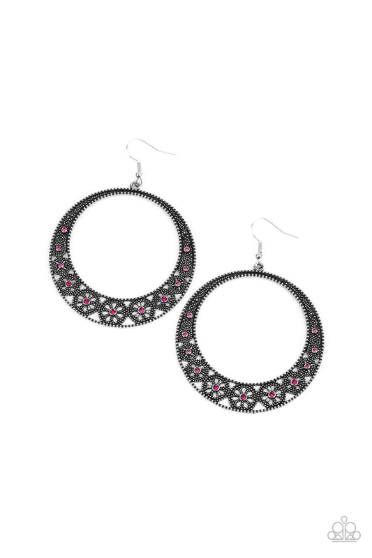 Paparazzi Bodaciously Blooming Pink Fishhook Earrings