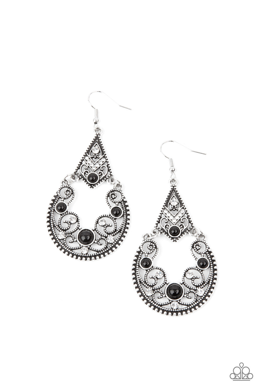 Paparazzi Bohemian Ball Black Fishhook Earrings