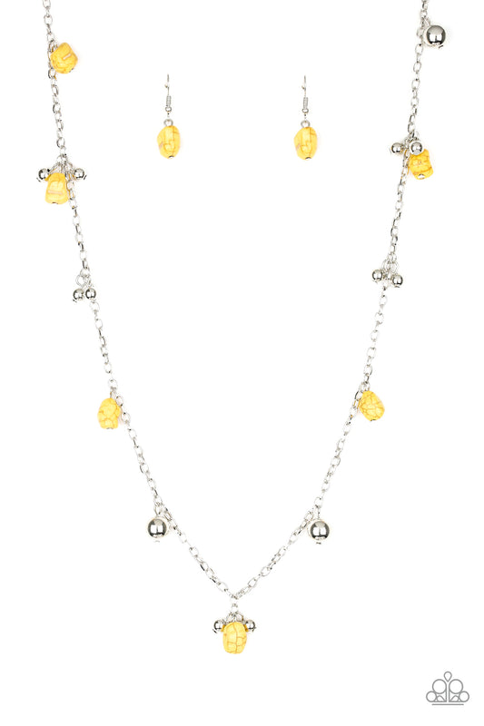 Paparazzi Both Feet On The Ground Yellow Stone Long Necklace