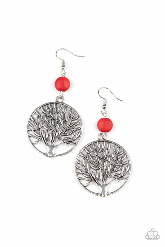 Paparazzi Bountiful Branches Red Fishhook Earrings