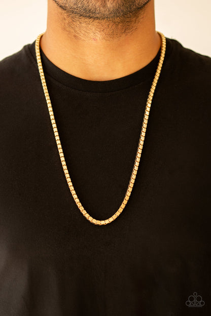 Paparazzi Boxed In Gold Men's Short Necklace