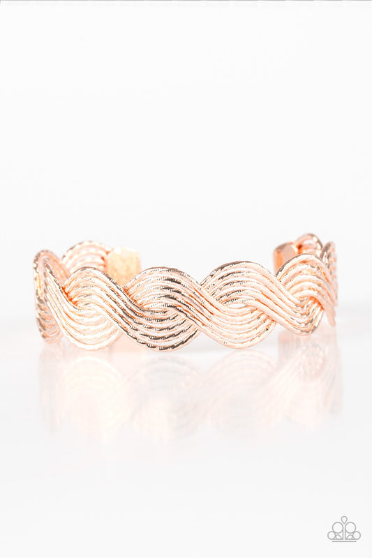 Paparazzi Braided Brilliance Rose Gold Cuff Bracelet