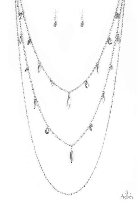 Paparazzi Bravo Bravado Silver Long Necklace - P2WH-SVXX-235XX