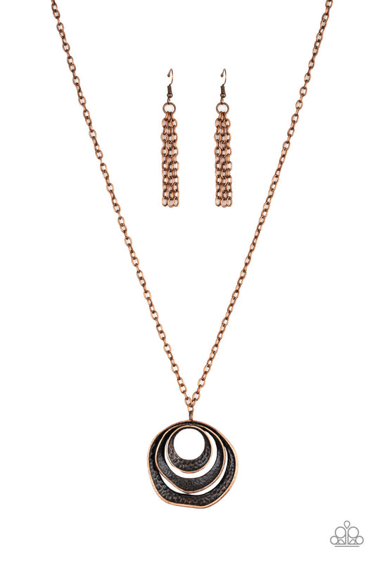 Paparazzi Breaking Pattern Copper Long Necklace