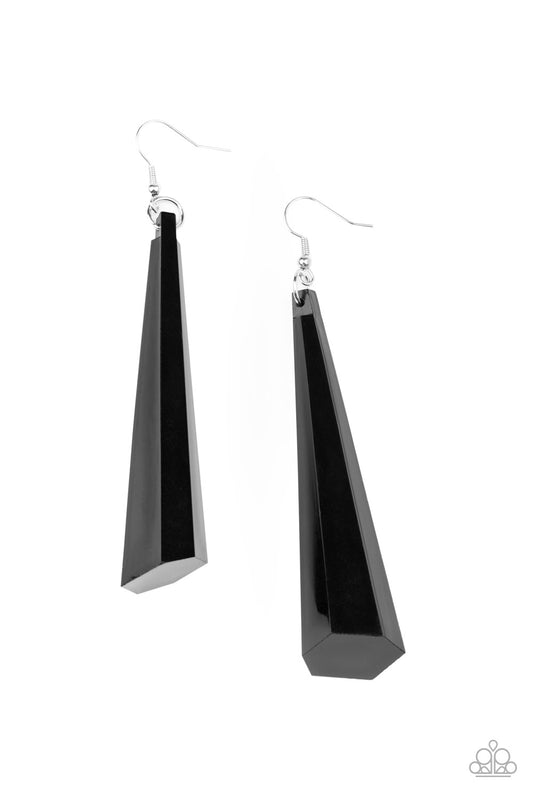 Paparazzi Break The Ice Black Acrylic Fishhook Earrings