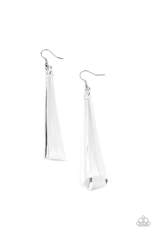 Paparazzi Break The Ice White Acrylic Fishhook Earrings