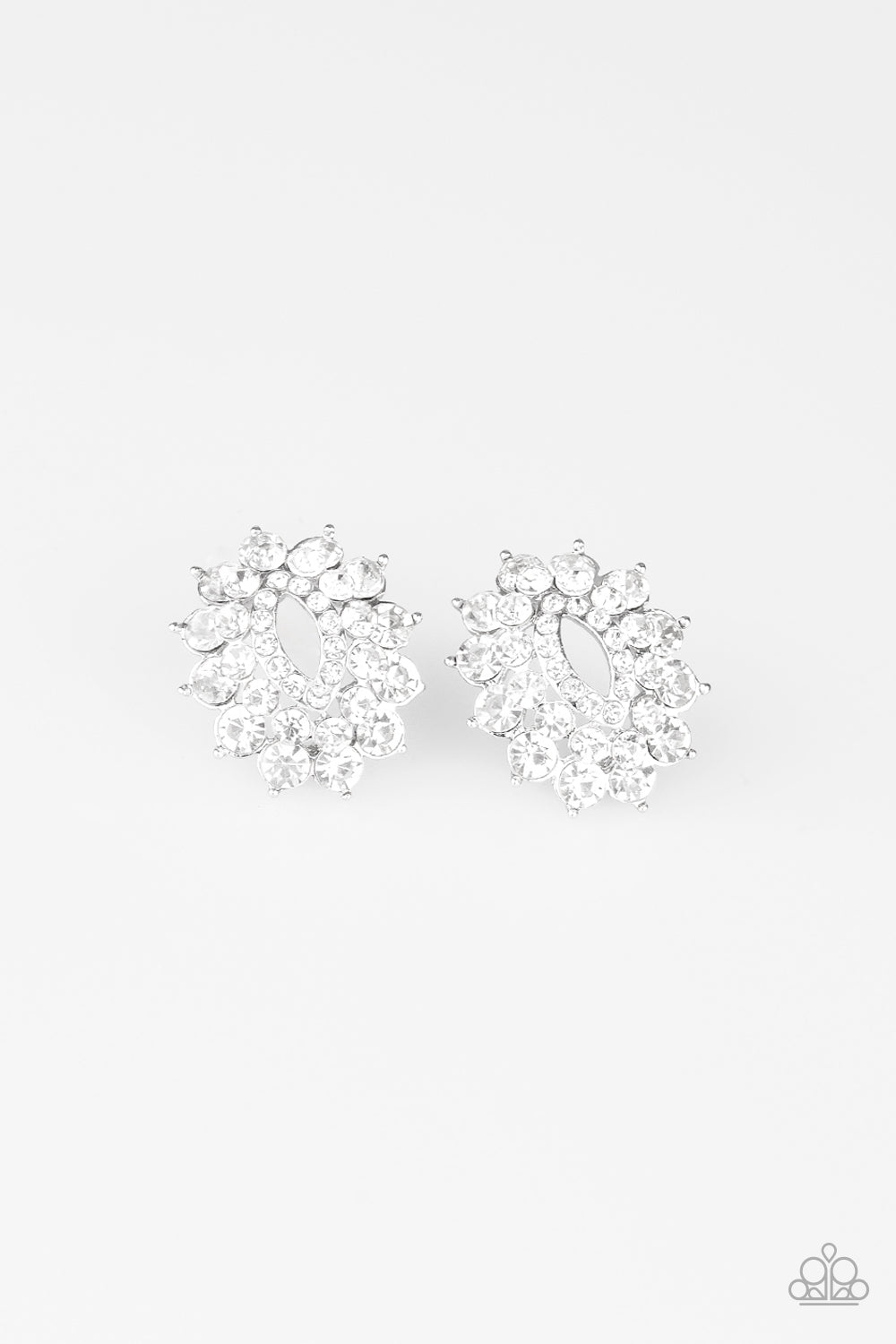 Paparazzi Brighten The Moment White Post Earrings - P5PO-WTXX-190XX