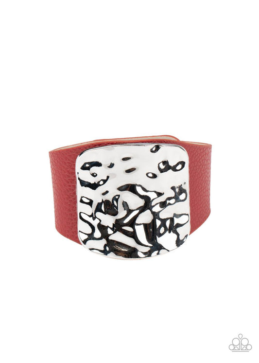 Paparazzi Brighten Up Red Single Wrap Snap Bracelet