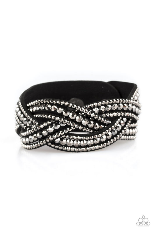 Paparazzi Bring On The Bling Black Single Wrap Snap Bracelet - P9DI-URBK-156XX