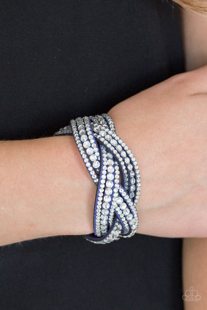 Paparazzi Bring On The Bling Blue Single Wrap Snap Bracelet