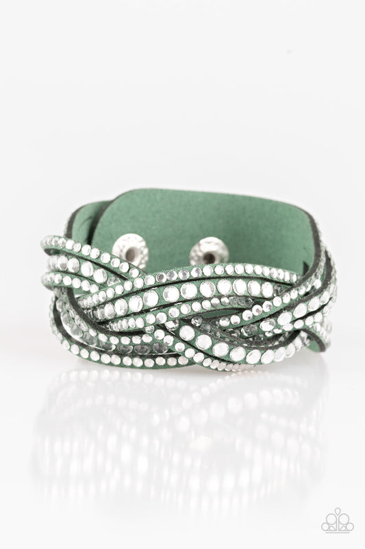 Paparazzi Bring On The Bling Green Single Wrap Snap Bracelet - P9DI-URGR-045XX