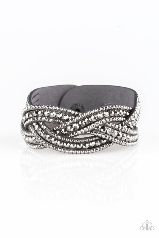 Paparazzi Bring On The Bling Silver Single Wrap Snap Bracelet - P9DI-URSV-106XX
