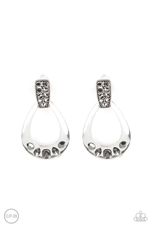 Paparazzi Broker Babe Silver Clip-On Earrings