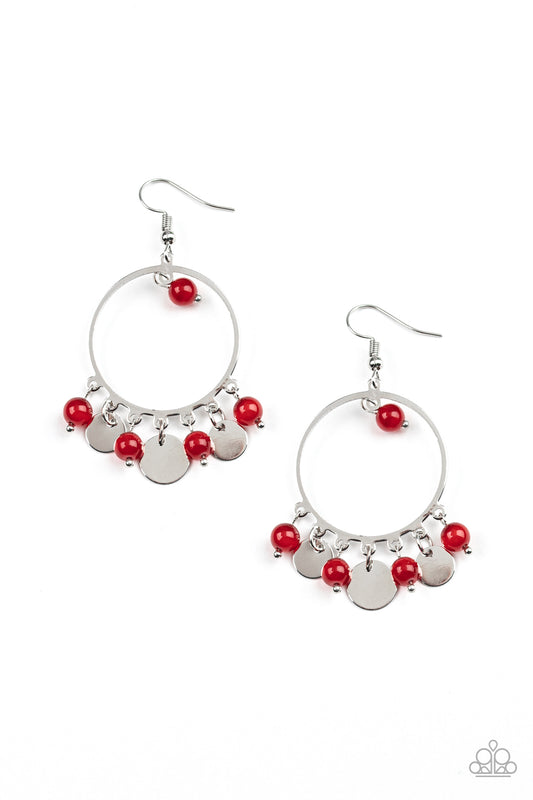 Paparazzi Bubbly Buoyancy Red Fishhook Earrings