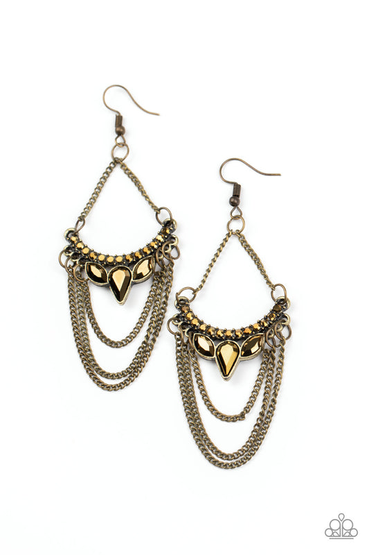 Paparazzi Burst Into TIERS Brass Fishhook Earrings - P5ED-BRXX-059XX
