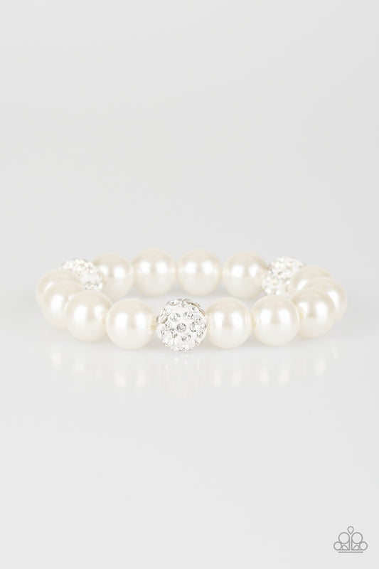 Paparazzi Cake Walk White Stretch Bracelet