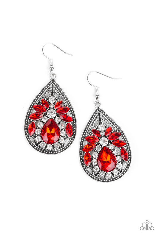 Paparazzi Candlelight Sparkle Red Fishhook Earrings - P5RE-RDXX-132XX