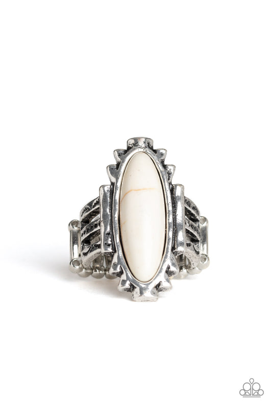 Paparazzi Canyon Colada White Stone Ring