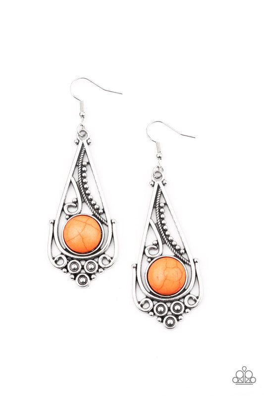 Paparazzi Canyon Climate Orange Stone Fishhook Earrings