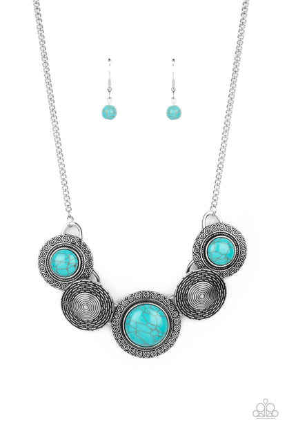 Paparazzi Canyon Cottage Blue Stone Short Necklace - P2SE-BLXX-438XX