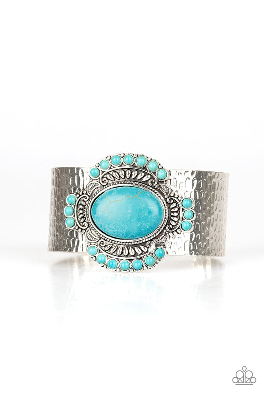 Paparazzi Canyon Crafted Blue Stone Cuff Bracelet