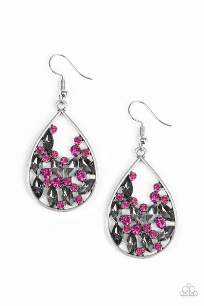 Paparazzi Cash or Crystal? Pink Fishhook Earrings - P5WH-PKXX-182XX