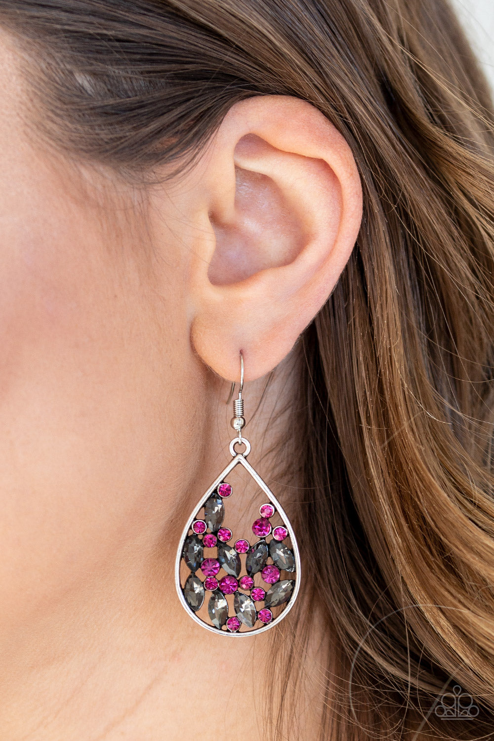 Paparazzi Cash or Crystal? Pink Fishhook Earrings - P5WH-PKXX-182XX