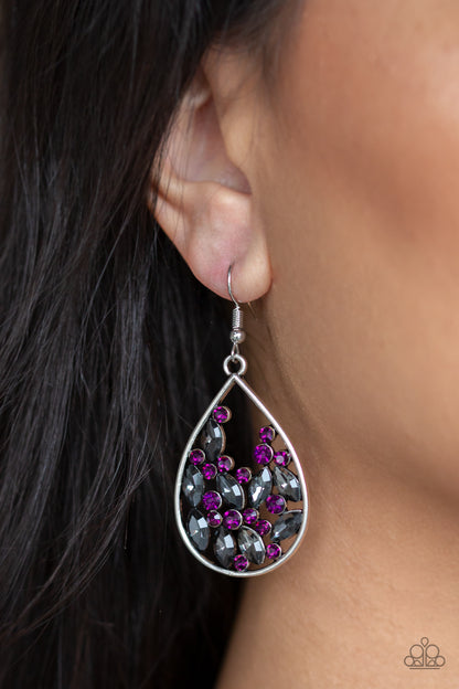 Paparazzi Cash or Crystal? Purple Fishhook Earrings