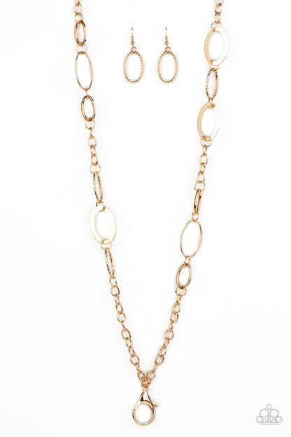 Paparazzi Casually Connected Gold Lanyard Long Necklace