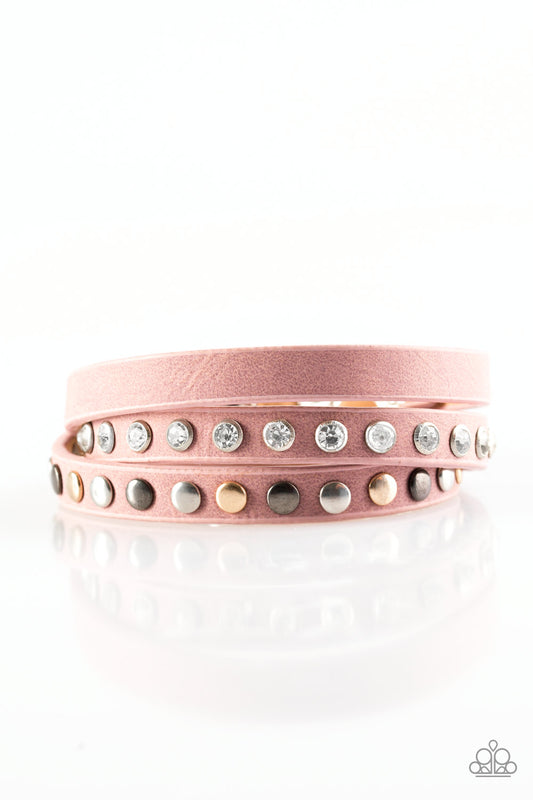 Paparazzi Catwalk Casual Pink Triple Wrap Snap Bracelet