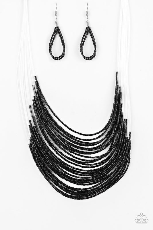 Paparazzi Catwalk Queen Black Seed Bead Short Necklace