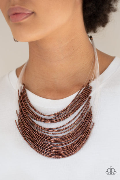 Paparazzi Catwalk Queen Copper Seed Bead Short Necklace