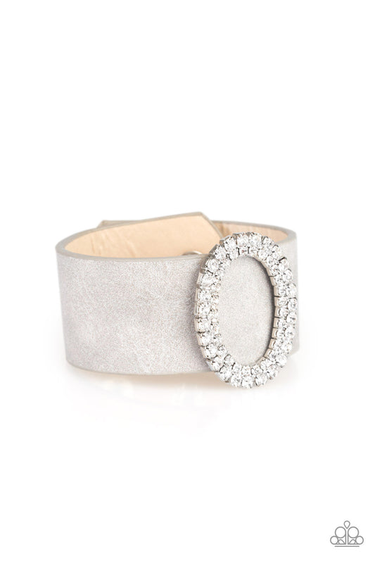 Paparazzi Center Stage Starlet Silver Single Wrap Snap Bracelet