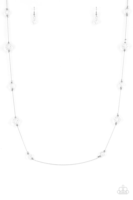 Paparazzi Champagne On The Rocks White Long Necklace - P2RE-WTXX-328XX