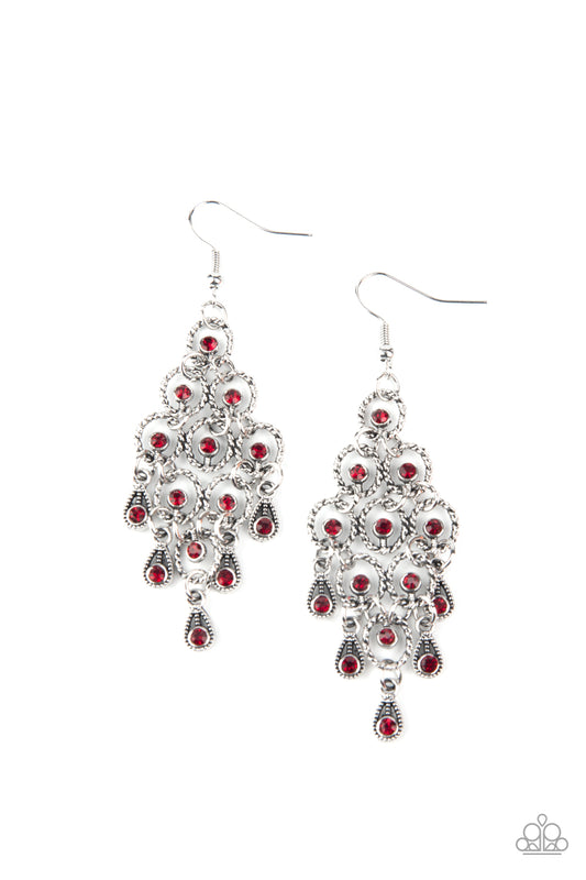 Paparazzi Chandelier Cameo Red Fishhook Earrings