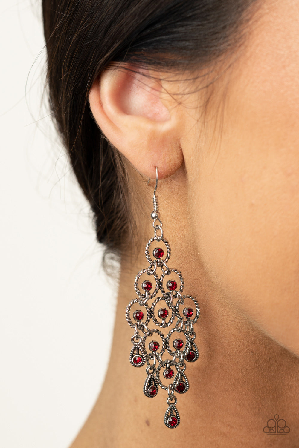 Paparazzi Chandelier Cameo Red Fishhook Earrings