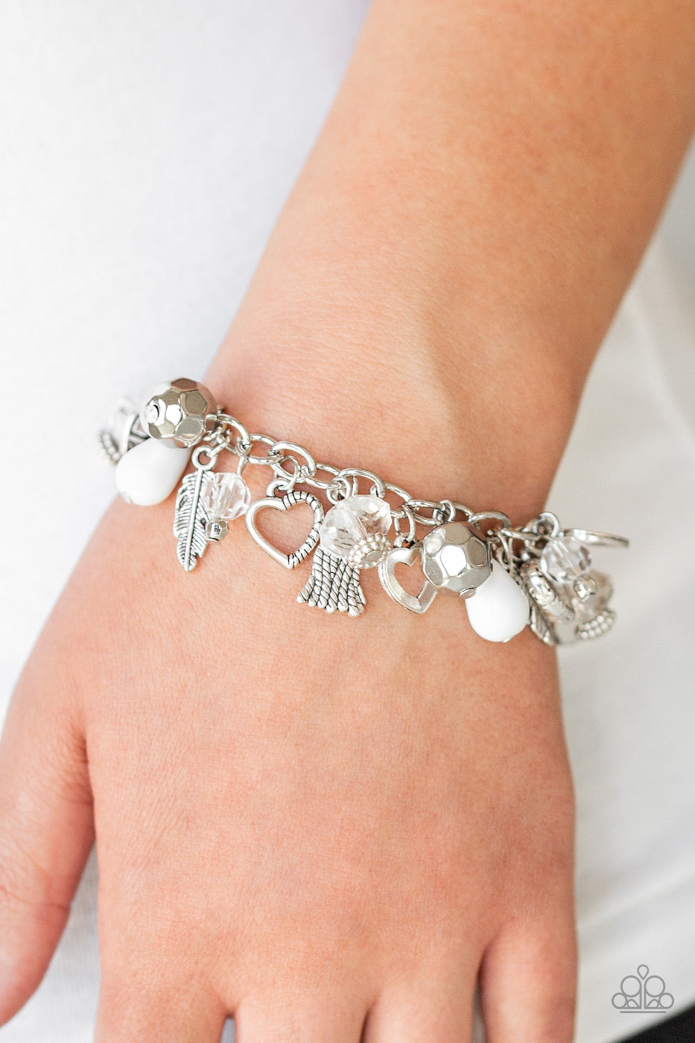 Paparazzi Charmingly Romantic White Clasp Bracelet