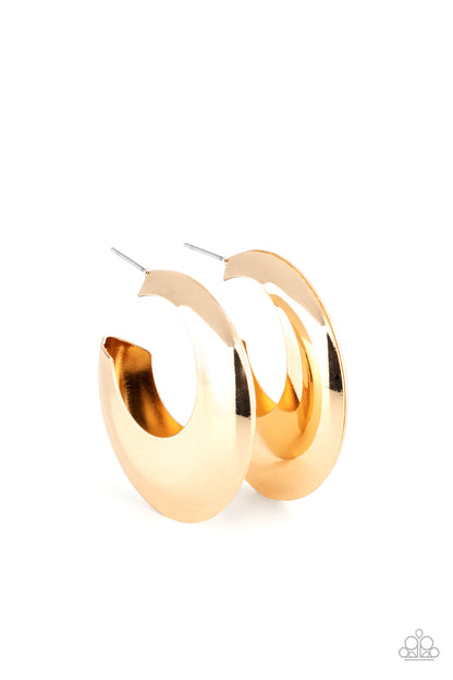 Paparazzi Chic CRESCENTO Gold Post Hoop Earrings