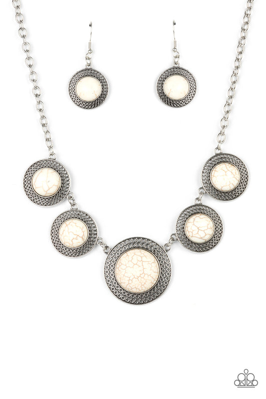 Paparazzi Circle The Wagons White Stone Short Necklace - P2SE-WTXX-260XX